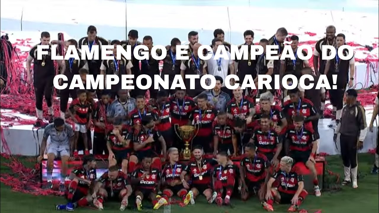 FLAMENGO &Eacute; CAMPE&Atilde;O DO CAMPEONATO CARIOCA [CENA DO FLAMENGO LEVANTANDO A TA&Ccedil;A DO CARIOCA]