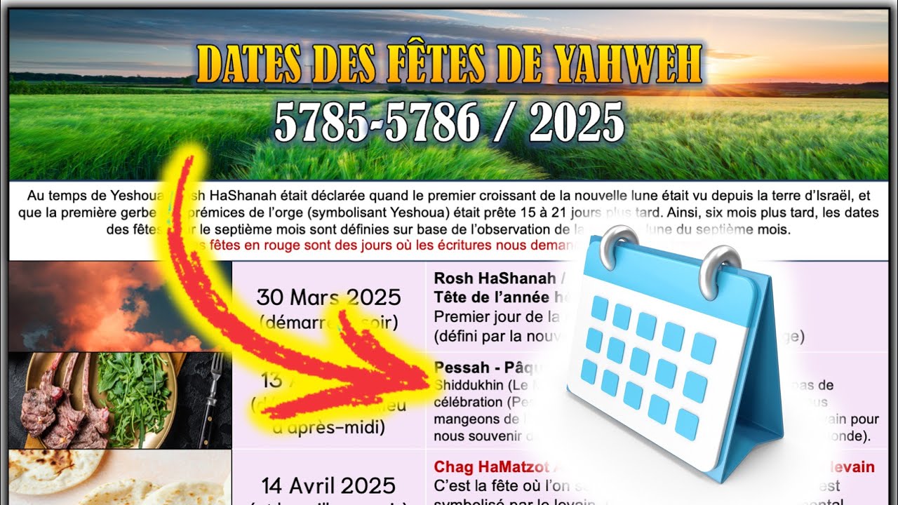 Dates des f&ecirc;tes Bibliques (2025)