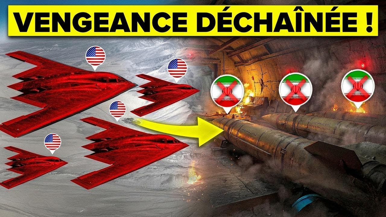 Un bombardier B-2 largue une bombe de 13 600 kg sur une usine de missiles en Iran