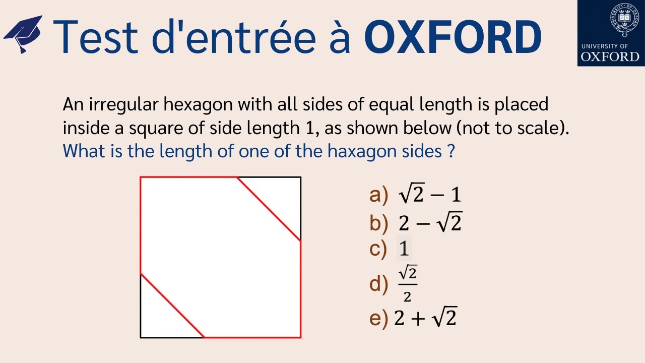 TEST pour entrer à OXFORD - question abordable 😉