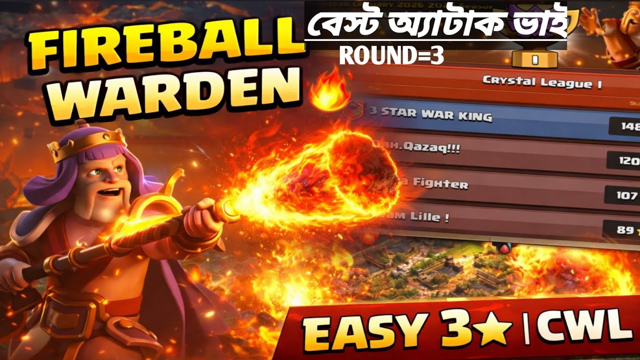 CWL Destroyed! 😱 Warden Fireball Meteor Golem OP Attack | Easy 3 Star Clash of Clans AI,,