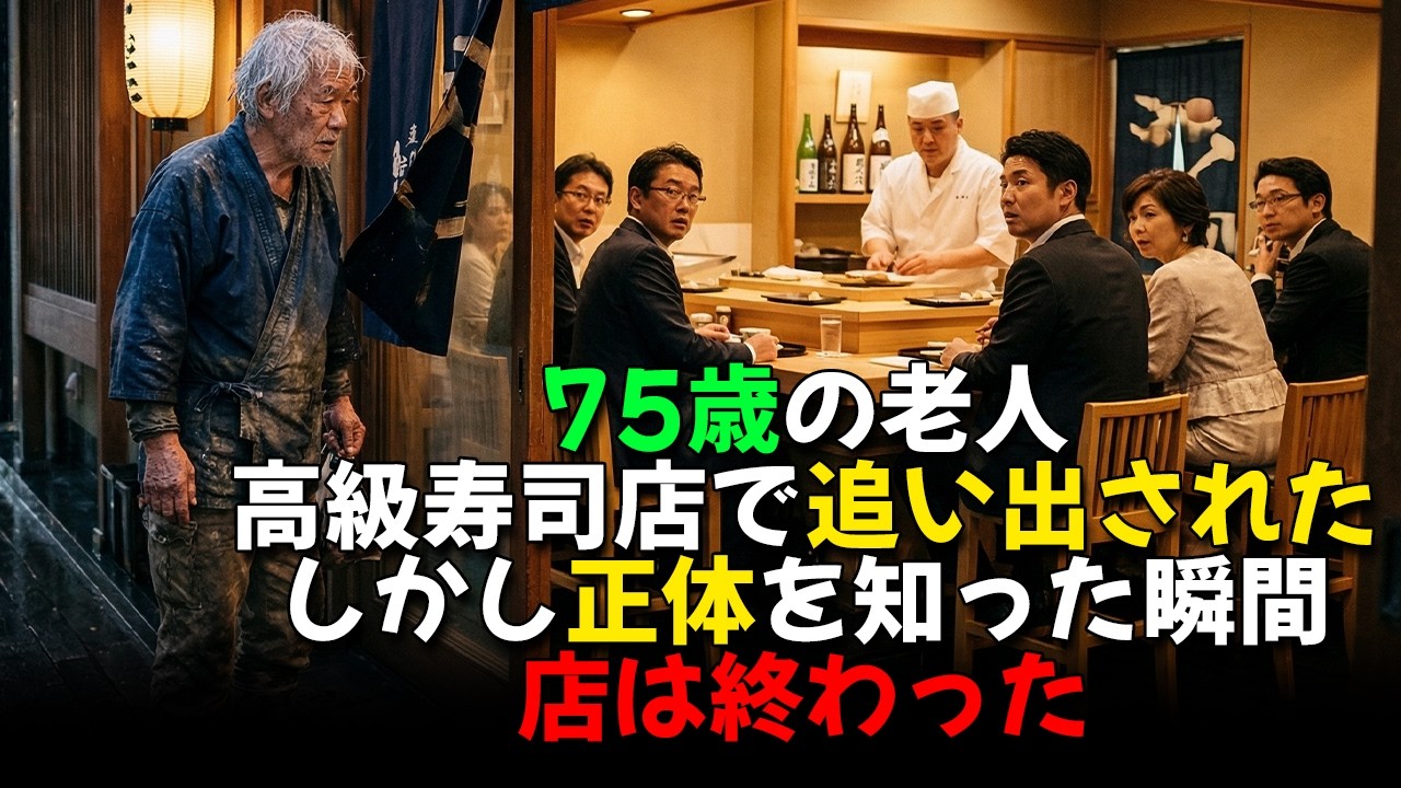 高級寿司店で服装を理由に追い返された老人。だが電話一本の後、店はその日のうちに閉店へ追い込まれた