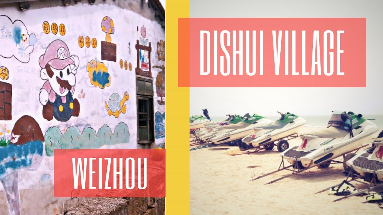 Walking in the streets and beach of Dishui fishing village on Weizhou Island, China 走在威州岛迪水的街道和海滩上中国