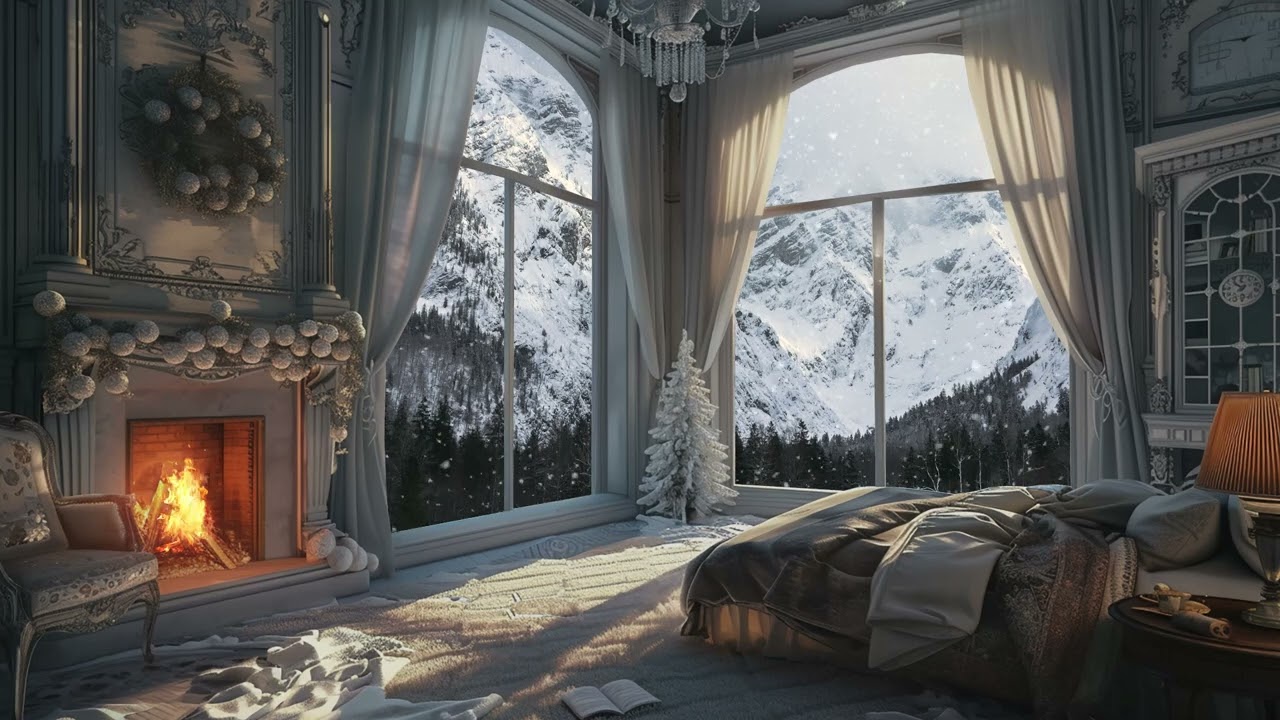 Whispers of Winter Wind and Majestic Fireside: ASMR Royal Bedroom Escape for Tranquility