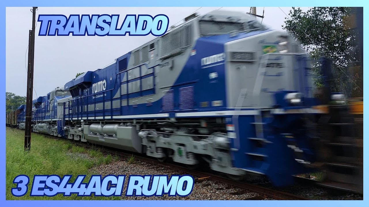 Translado de 3 locomotivas es44aci da rumo! #8474 #8475 e #8476 locomotiva líder dash-9 #3975 #3937