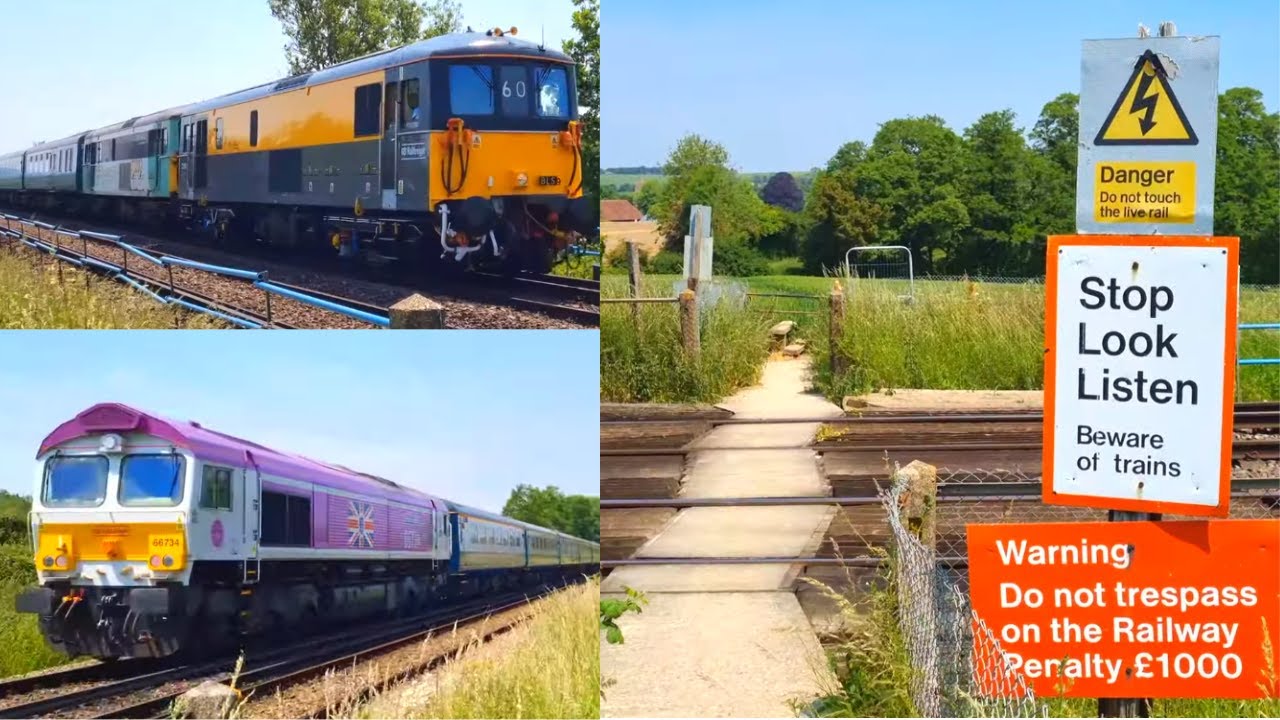 Class 73 & 66 Top-and-Tail Railtour at Lenham (Footpath) Level Crossing, Kent