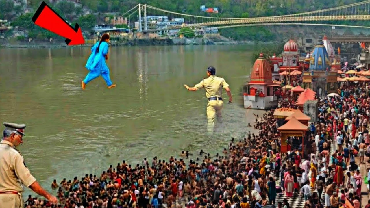 हरिद्वार के गंगा नदी में एक लडकी अचानक दौडने लगी फिर जो चमत्कार हुआ 😱 जिसे देखकर भक्तो के पसीने छूटे
