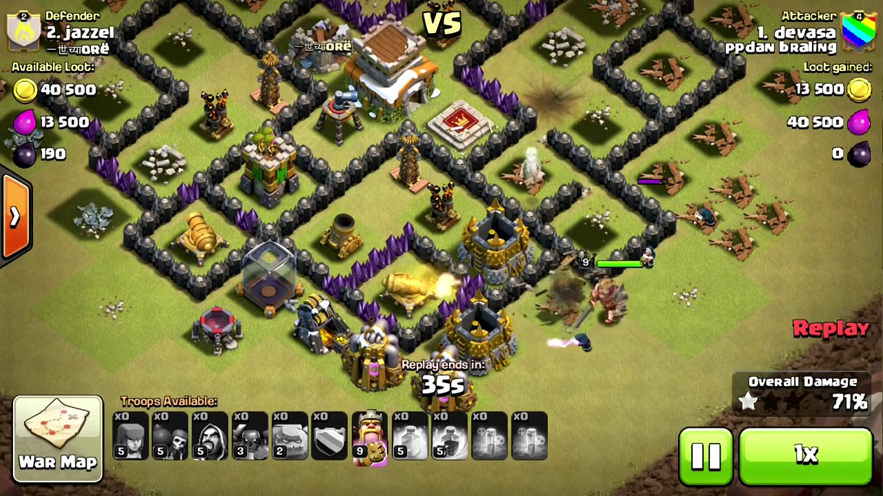 Clash of Clans Th8 War Base   Defense REPLAY   ANTi TH9 ANTi GoWipe