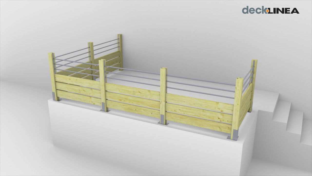 Garde-Corps bois JERSEY tubes aluminium et lames ajour&eacute;es pour terrasse