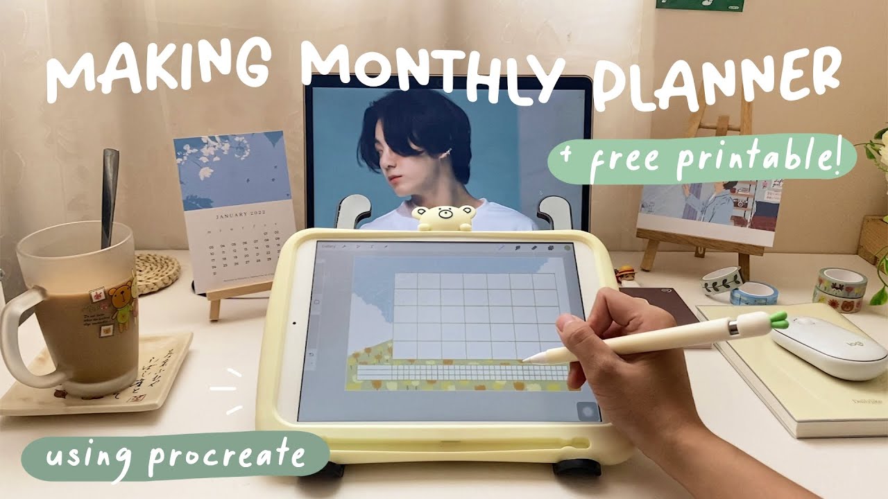🗓 Создание печатного планировщика с помощью Procreate + БЕСПЛАТНАЯ ЗАГРУЗКА | STUDIO VLOG 🌼 беспл...