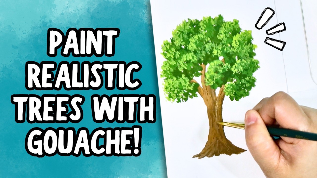 5 Easy Trees to Paint with Gouache | Step-by-Step Tutorial for Beginners