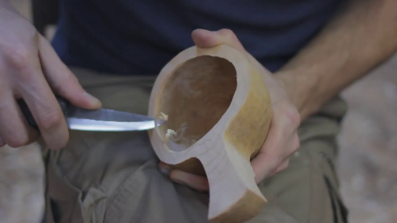 Carving Ainu Mug. Ainu Knife.