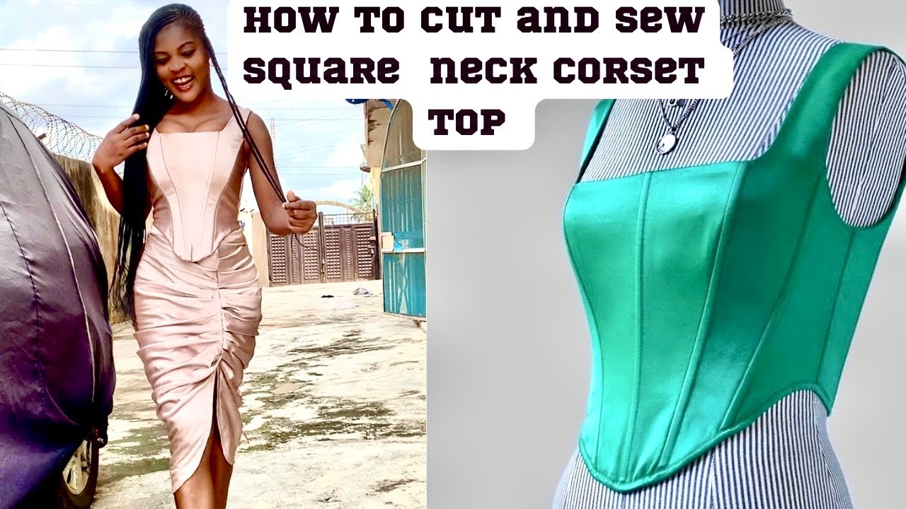 How To Cut And Sew Square Neck Corset Top With Basque Effect #patterndrafting #corset