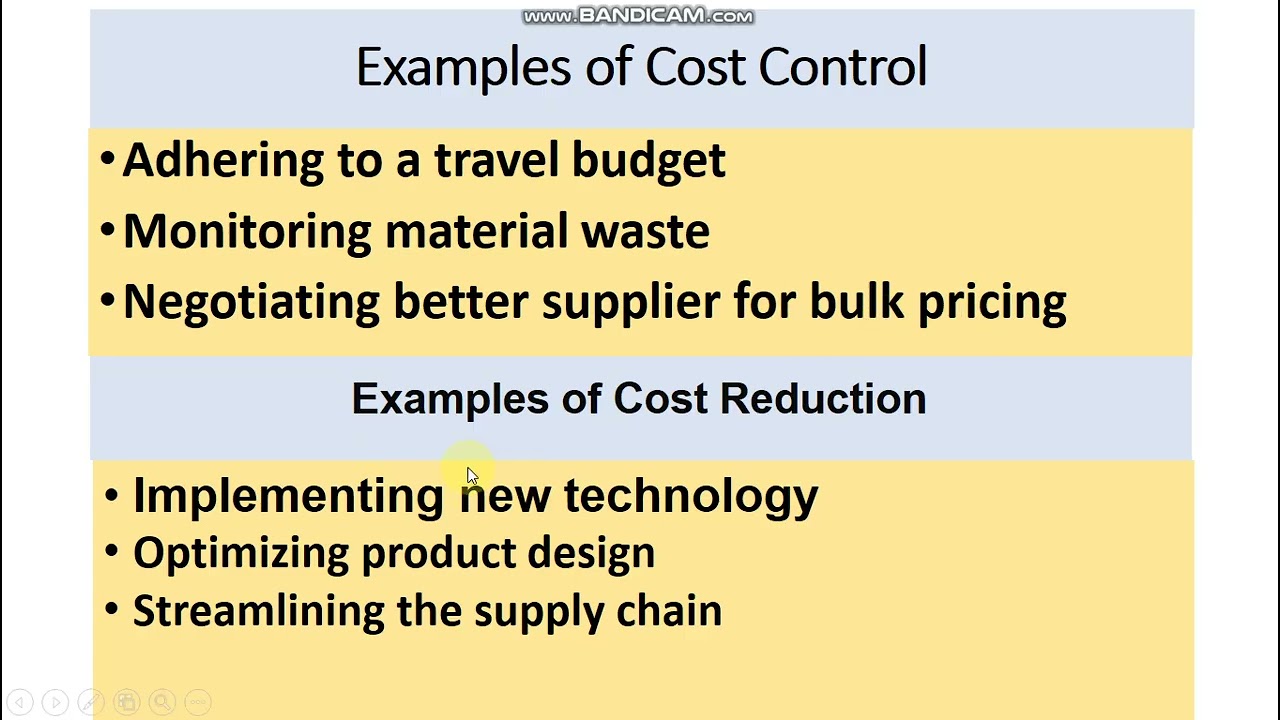 Difference Between Cost Control and Cost Reduction