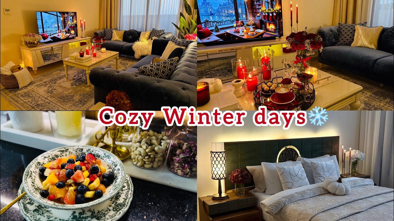 أجواء شتوية هادئة ودافئة ❄️☕ قهوة | تنظيف عميق للصالون | ديكور شتوي للصالون | طبخ!