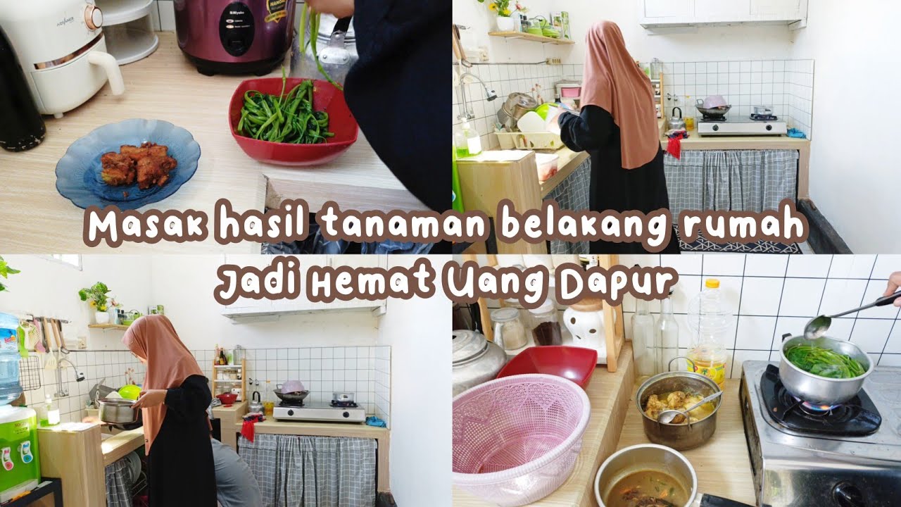 Rutinitas ibu rumah tangga Masak ayam ungkep dan pelecing kangkung untuk makan siang enak banget
