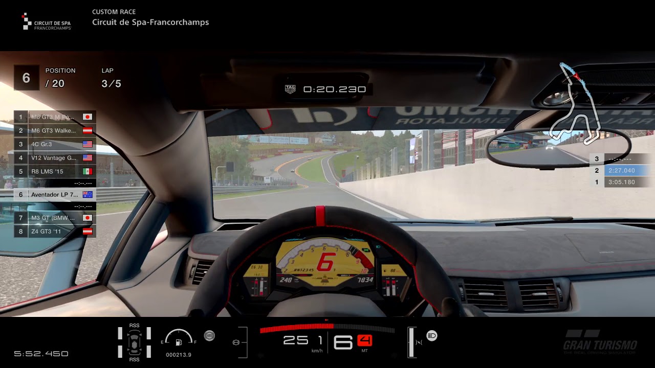 GT SPORT Lamborghini Aventador LP 750-4 SV @ Spa-Francorchamps - cockpit cam