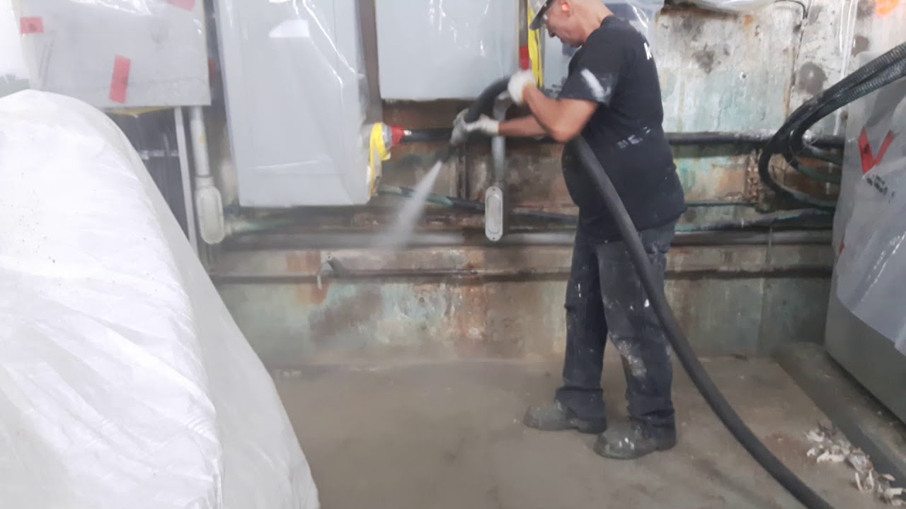 Dustless Blasting Concrete with DB500 Dustless Blasting Unit