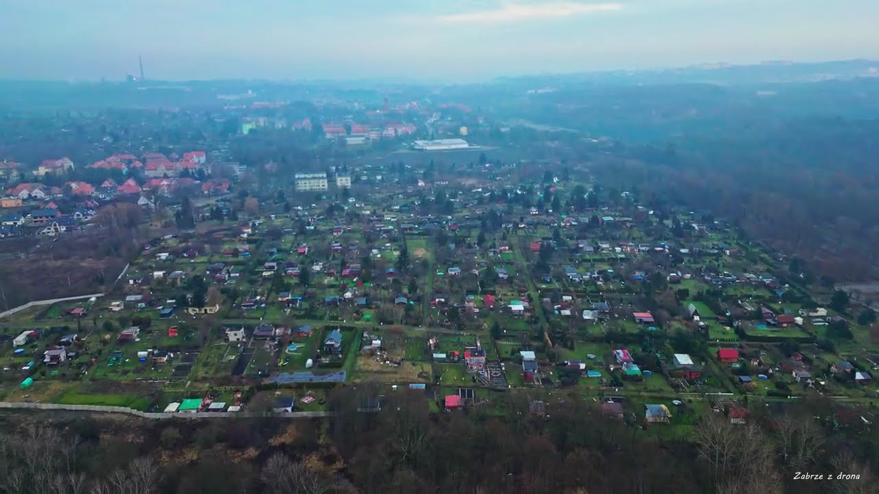 Zabrze z drona - park przy ul. Hagera,ogródki działkowe przy ul.Bytomskiej