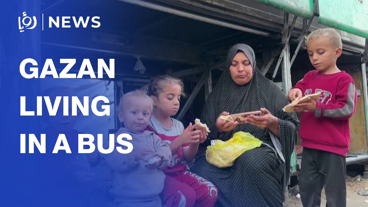 Gaza widow takes shelter with her three children in worn-out bus