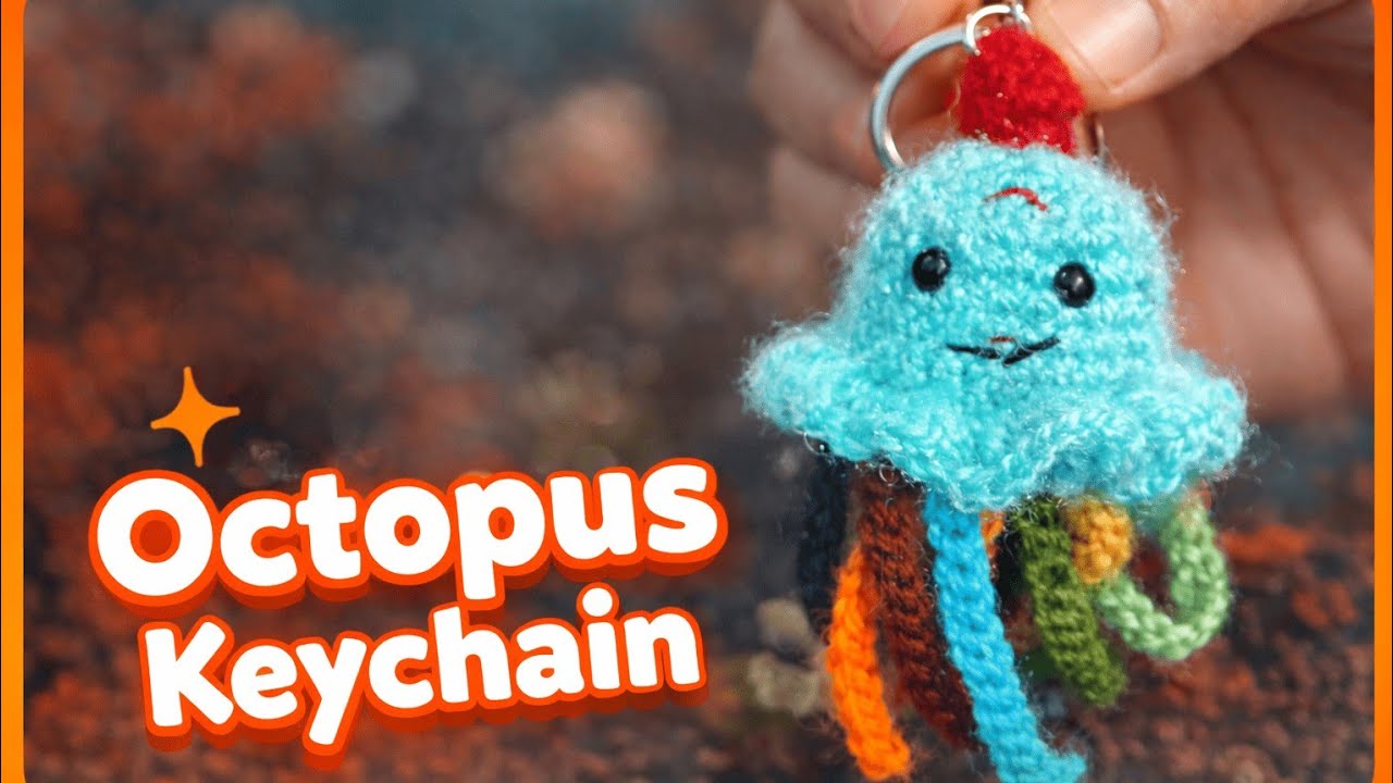 A beautiful octopus crochet keychain
