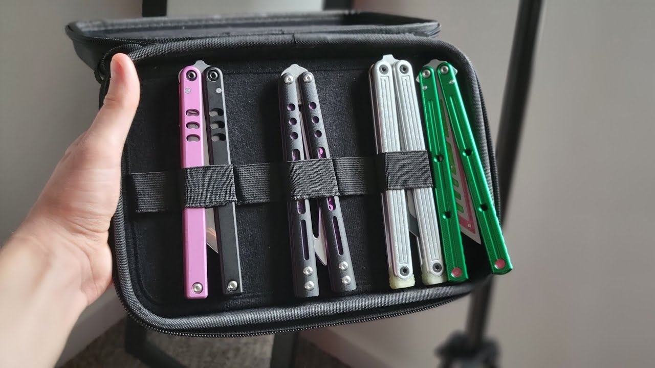 Digging through Ted's Balisong case!