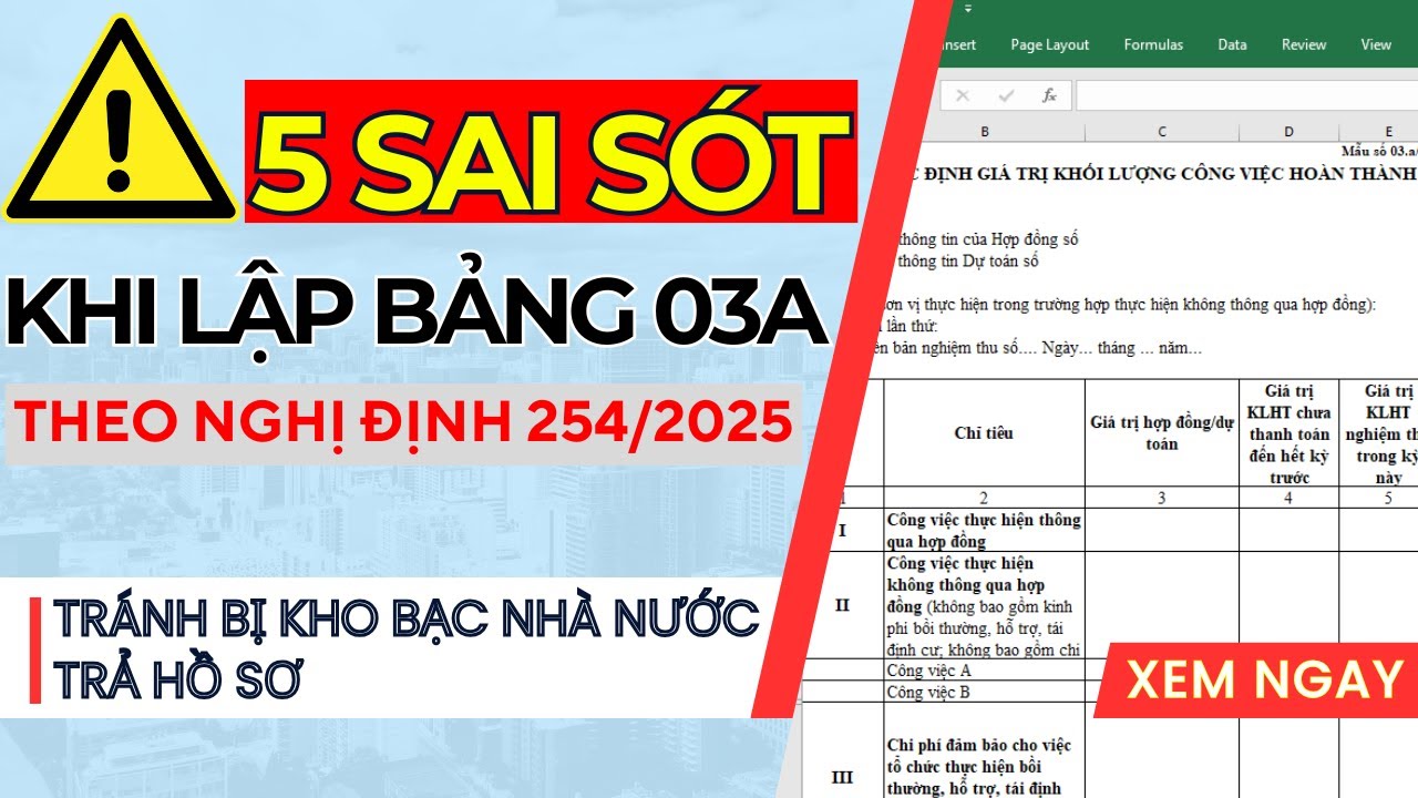 5 SAI SÓT khi lập Bảng 03a - Kho bạc Trả hồ sơ | NĐ 254/2025