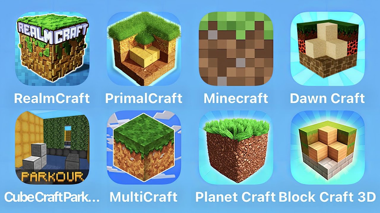 RealmCraft, Primal Craft, Minecraft, Dawn Craft, Cube Craft Parkour, Multi Craft, Planet Craft