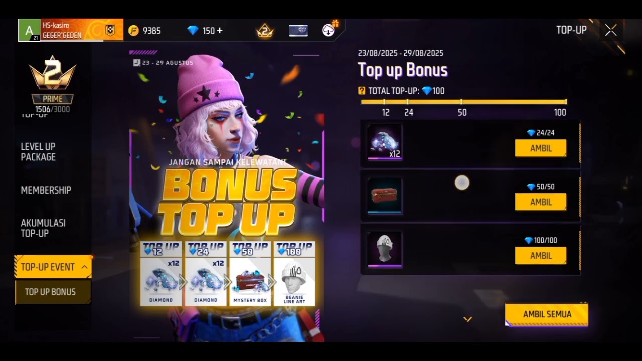 Dapat special air drop murah bisa klaim bonusan diamonds 