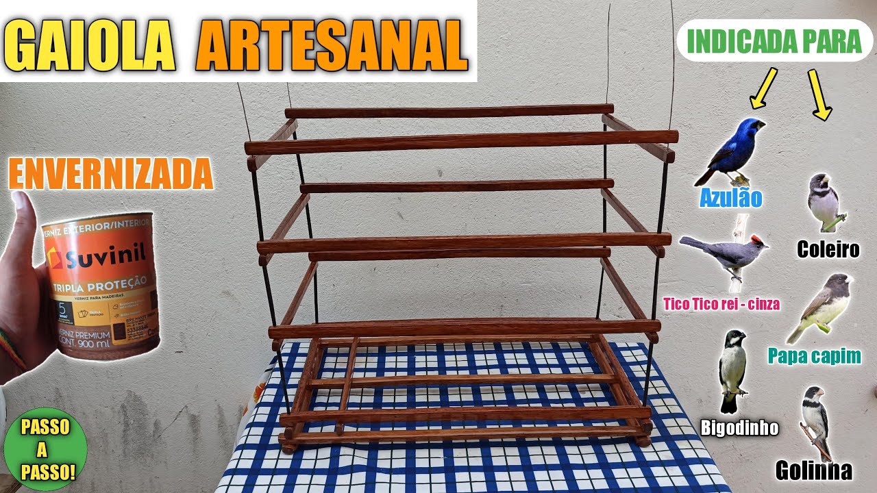 Fazendo uma GAIOLA artesanal | de talos de carnaúba | para pássaros passo a passo.