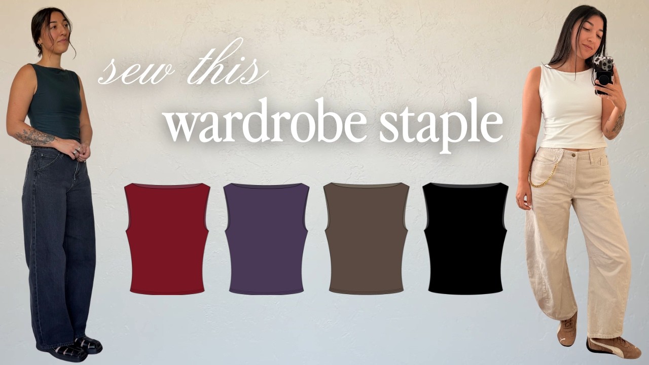Easy Everyday Crop Top sewing pattern DIY boat neck tutorial