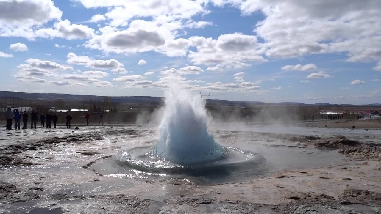 Gejzer, geysier, Islandia island podwójna erupcjia