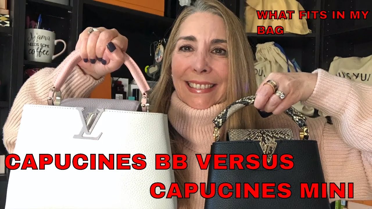 LOUIS VUITTON CAPUCINES BB VS  CAPUCINES MINI COMPARISON | WHAT FITS IN MY BAG