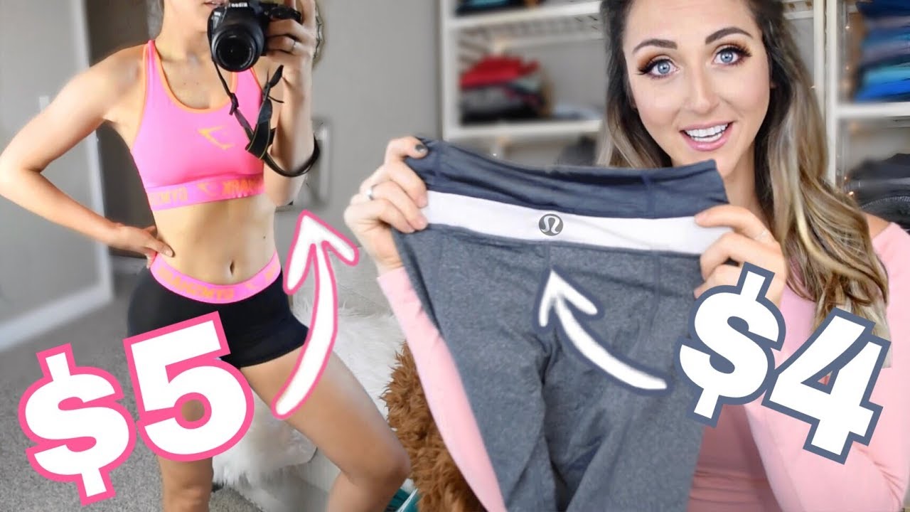 Wearing $5 LULULEMON & GYMSHARK for a WEEK! THRIFT HAUL