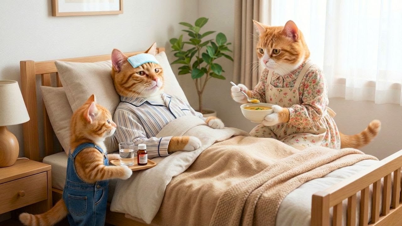 Mama Cat Trims Fur on the Farm and Makes Tiger Hat For Kittens At Home 🐾🎩🐯