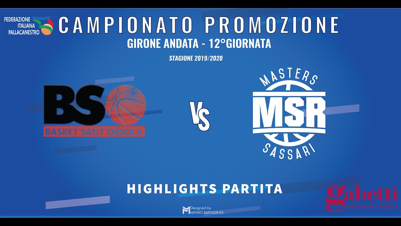 Highlights 12° Giornata Promozione - Basket Sant'Orsola vs Gabetti Masters Sassari
