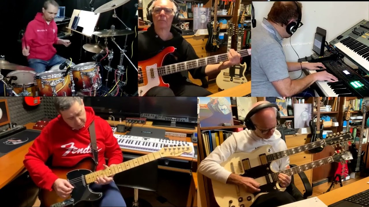 EAGLES - Hotel California guitar solo  finale 2 guitars HD guitar, bass, drums, keyboards