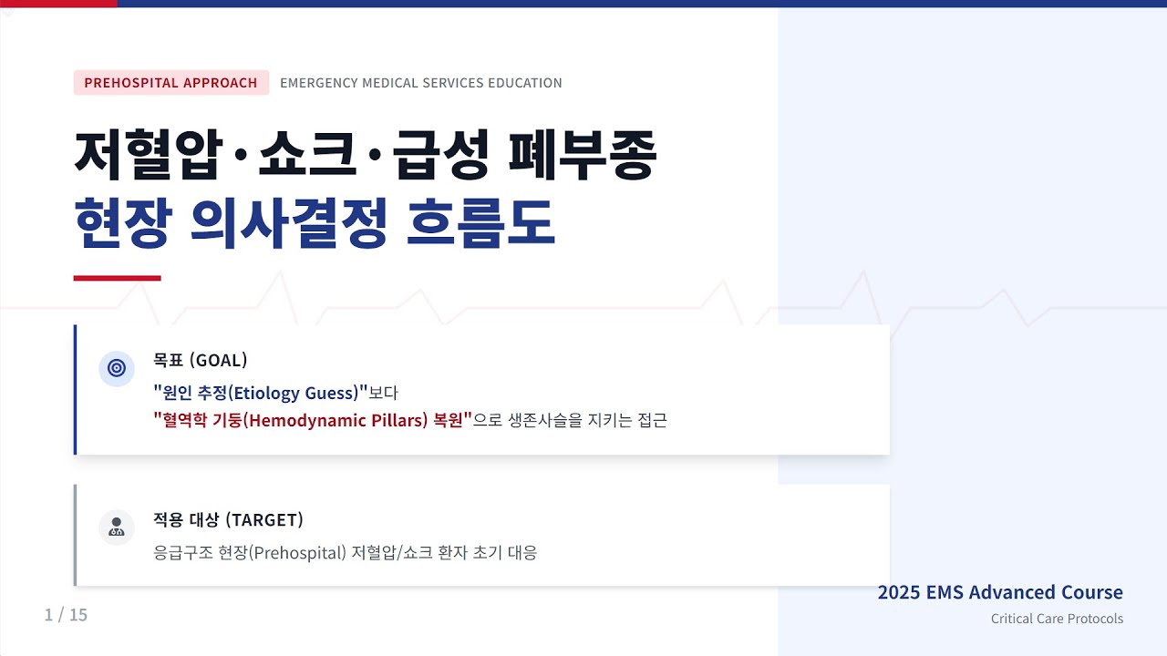 저혈압·쇼크 치료 ①: 쇼크의 개념과 혈역학적 접근