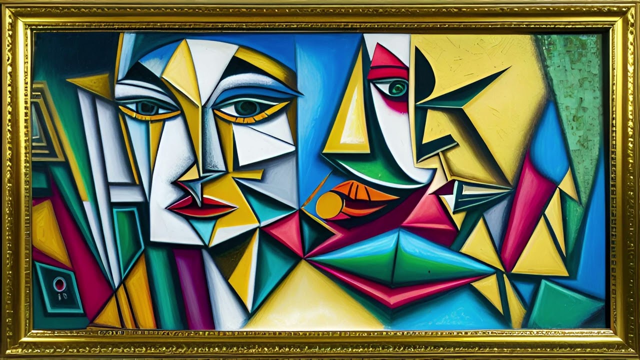 Picasso Inspiration Contemporary Abstract Painting Tv Screensaver Fine Art Cubism 4K  Samsung