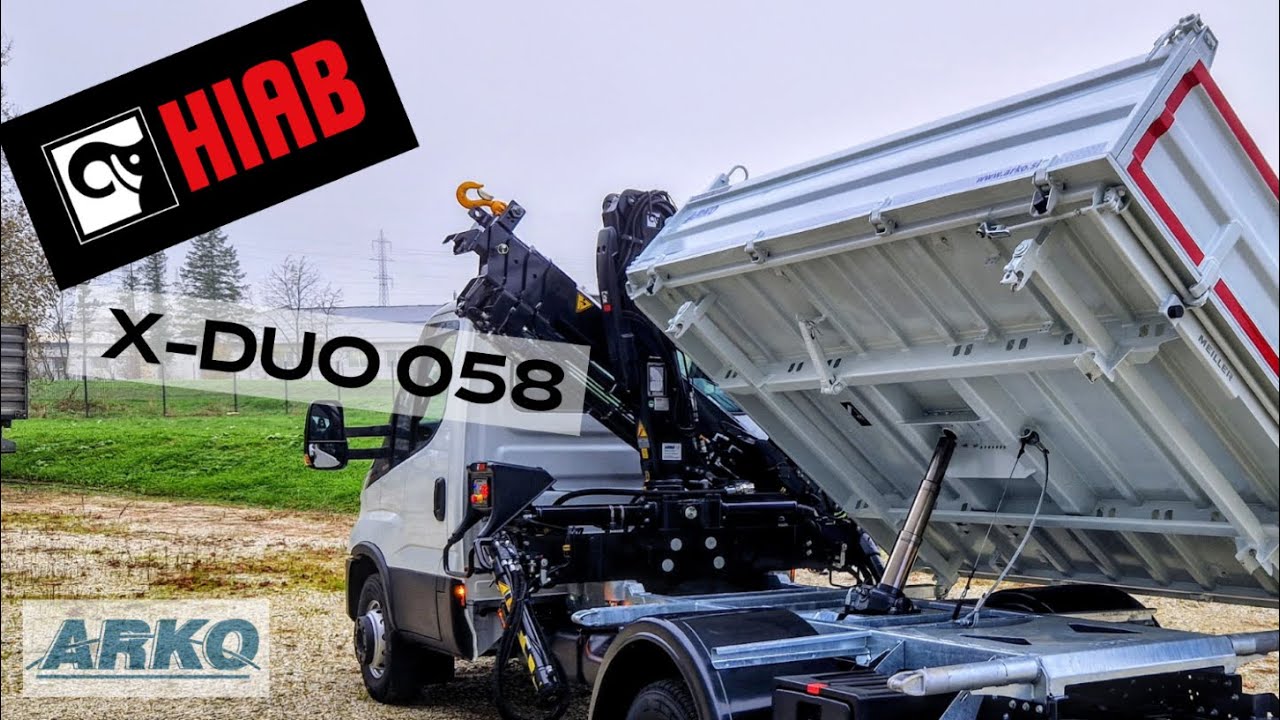HIAB X-DUO 058 D-3 on Iveco Daily with Meiller Kipper