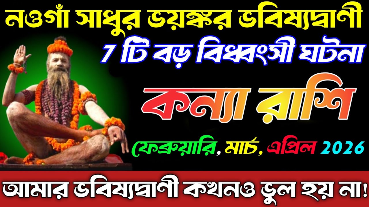 কন্যা রাশি♍এক নগা সাধু করেছেন ভবিষ্যদ্বাণী—এপ্রিল ২০২৬ পর্যন্ত ঘটতে পারে ৭টি বড় বিধ্বংসী ঘটনা।Kanya