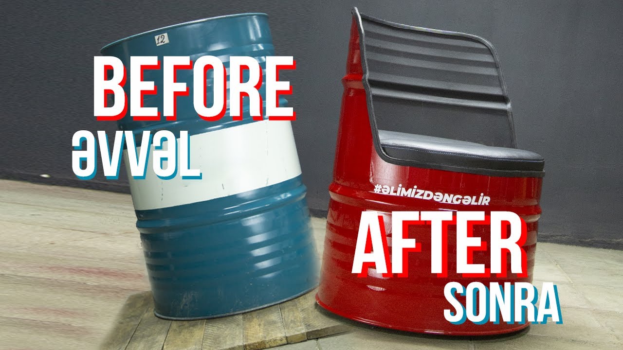 YAĞ BOÇKASINDAN KONFET KİMİ OTURACAQ HAZIRLADIQ / DIY METAL BARREL CHAIR / VARİLDEN KOLTUK YAPIMI