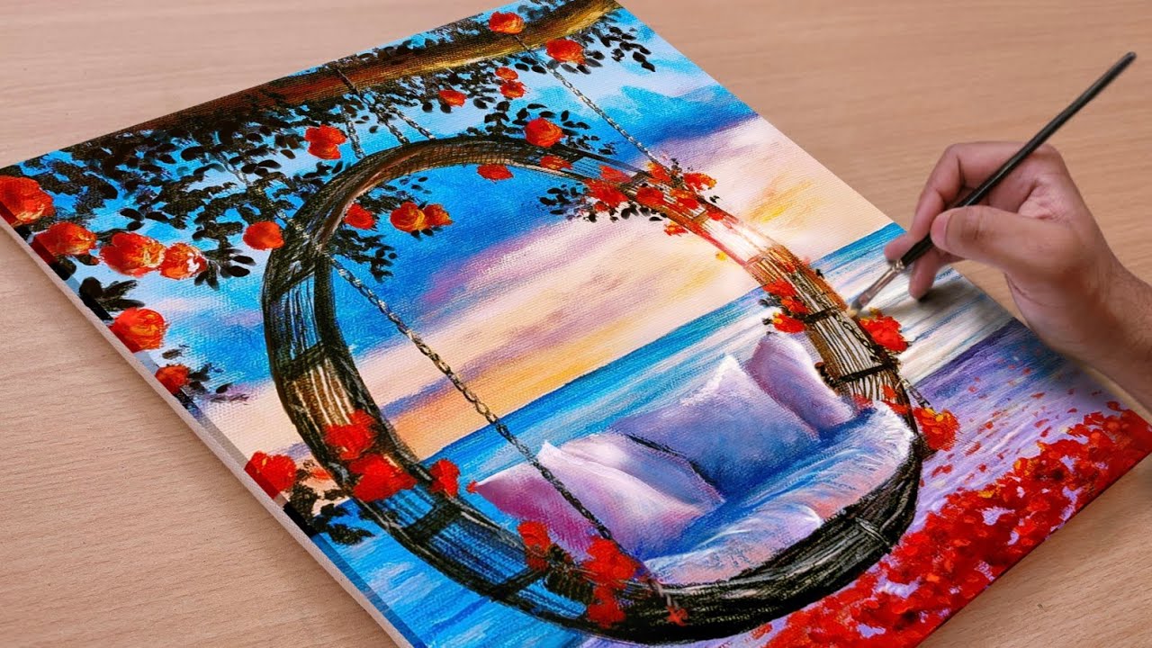 Painting Beautiful Sunset Seascape / Acrylic Paintings /Art Paintings
