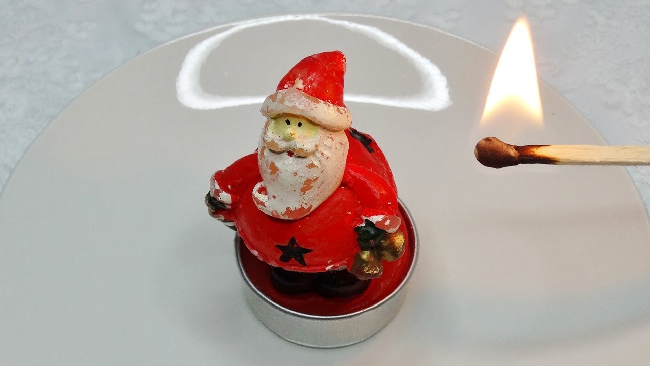 Burning a Santa Claus Christmas Candle – Satisfying Tealight Time Lapse Video