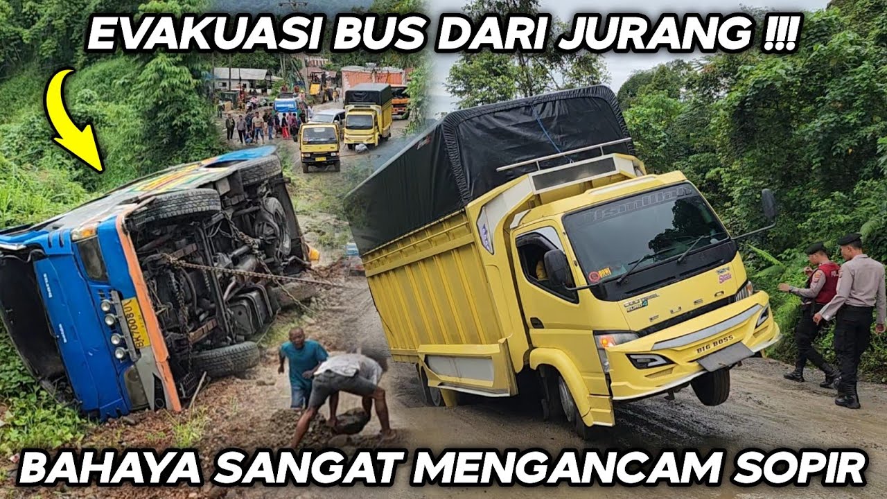 Bahaya Sangat Mengancam Sopir !!! Evakuasi Bus Dari Jurang Di Tanjakan Batu Jomba