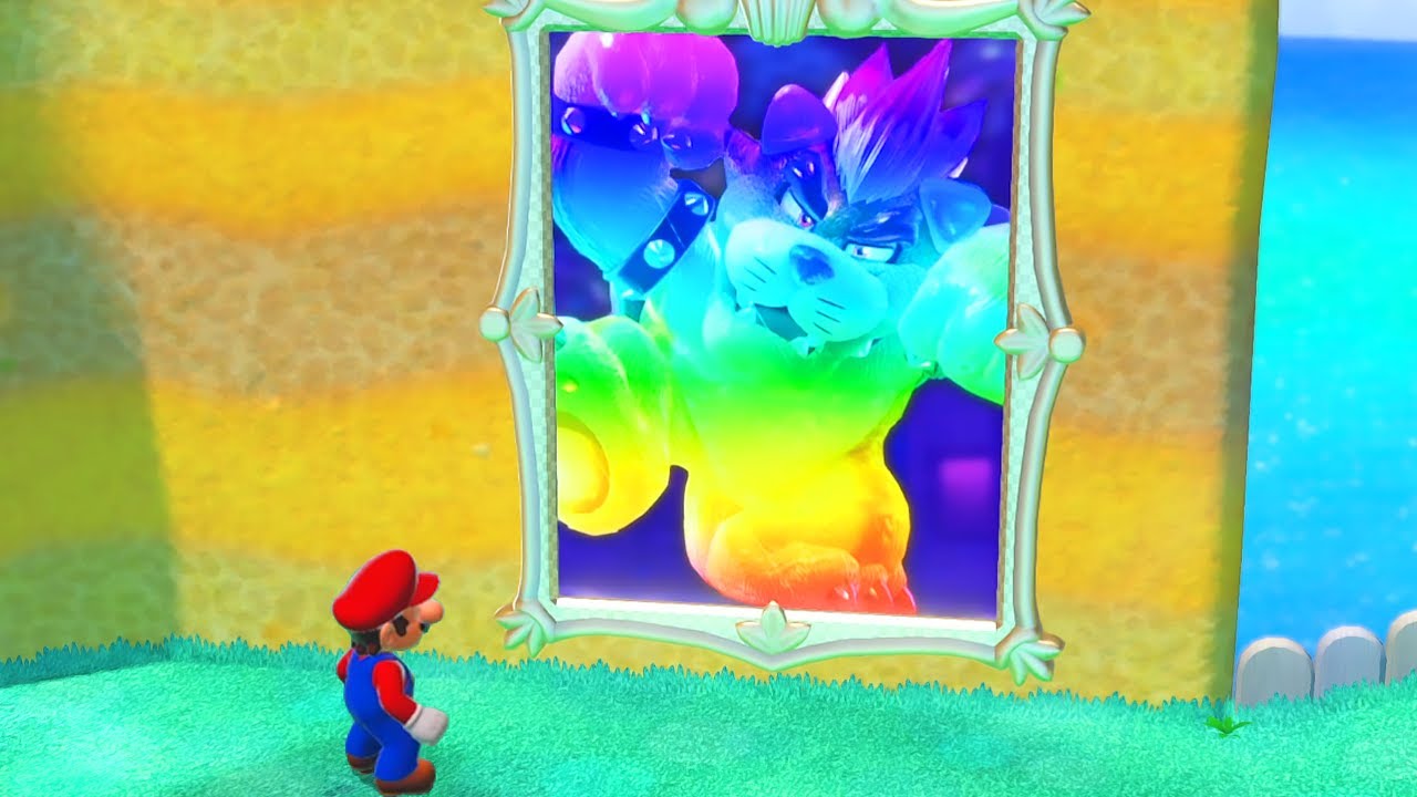What happens when Mario enters the Rainbow Bowser Painting in Super Mario 3D World?