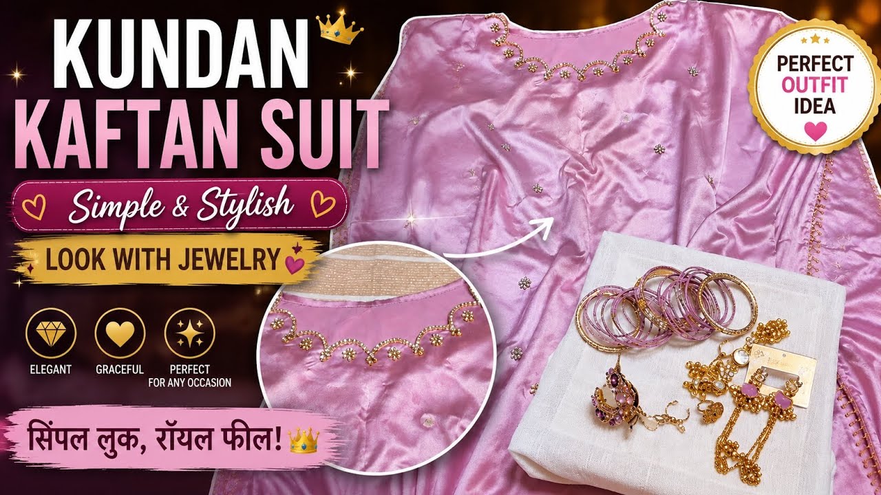 ✨ Simple Kundan Work Kaftan Suit Styling | Elegant Pink Kaftan Look with Jewelry 💎💕