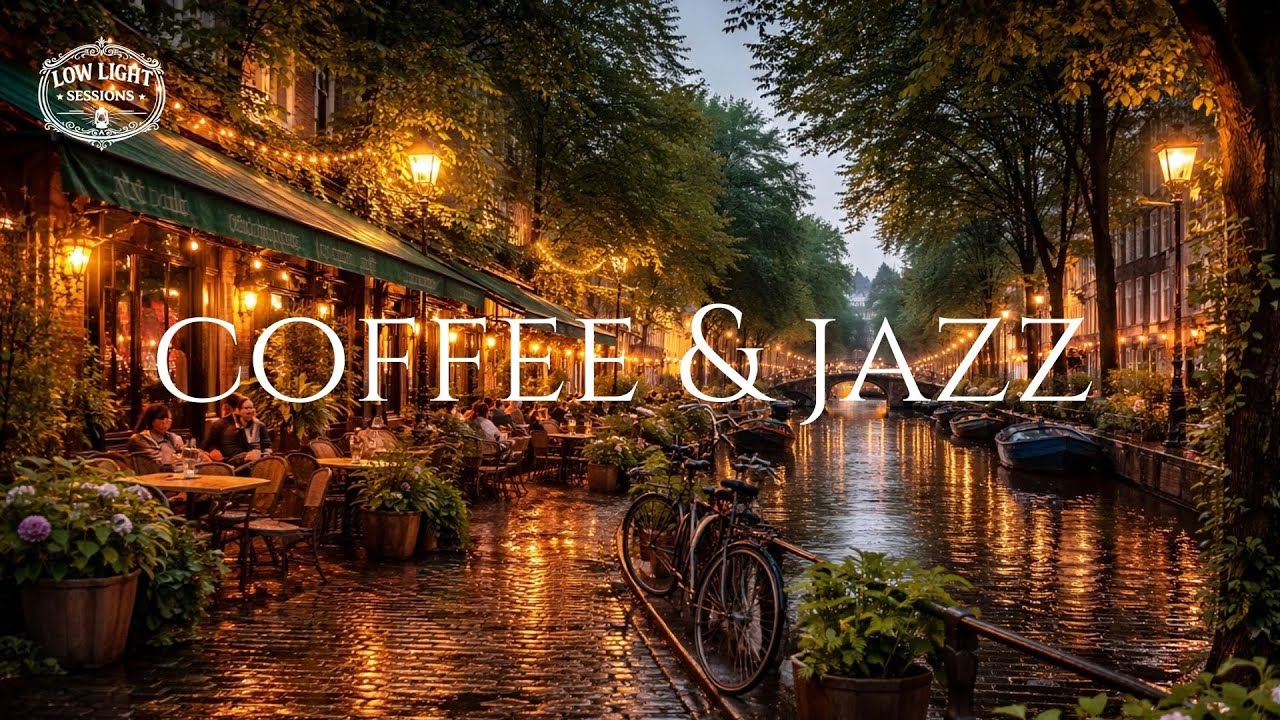 Coffee & Jazz by the Canal ☕🎷 | Rainy European Night 🌧️🌙