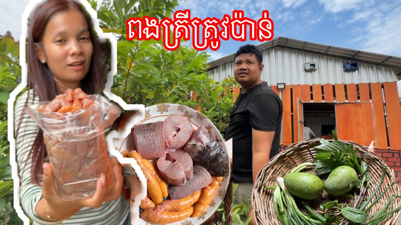 ស្ងោរត្រីស្រែ​ ឆៃថាវ​ ថែមពងស្រស់ៗ​ ជាមួយជ្រក់ទឹកប្រហុក​ ស្វាយខ្ចី​ ជាតិខ្លាំងណាស់