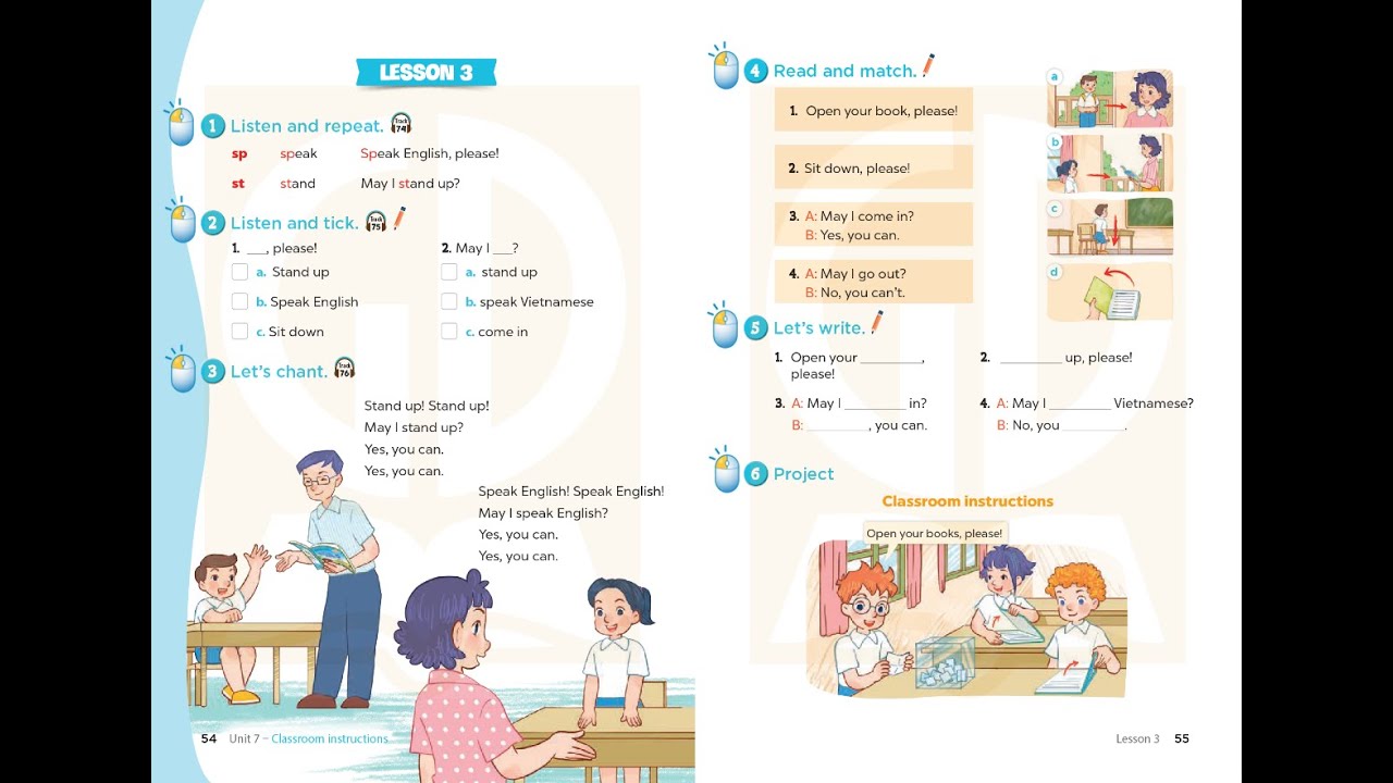 Tiếng Anh 3 Global Success - Unit 7: Classroom instructions (Lesson 3)